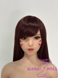 Game Lady Full silicone 167cm/5ft5 D-cup No.23 head D.Va From Overwatch with realistic makeup eyebrows and eyelashes implanted