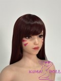 Game Lady Full silicone 167cm/5ft5 D-cup No.23 head D.Va From Overwatch with realistic makeup eyebrows and eyelashes implanted