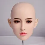 J-cute Doll Full Silicone Love Doll 149cm/4ft9 A-cup with Silicone Head AGD01 with new body makeup  Blue White T shirt
