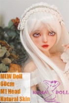 MLW M1 head  Mini Doll 60cm High-grade silicone material love doll normal breast  mini doll sexable Natural Skin White Dress
