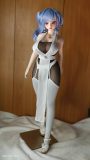 Mini doll sexable 60cm/2ft big breast silicone Elf Queen head from Kuroinu costume selectable white hair