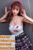 Real Girl Doll 148cm/4ft9 E-Cup Full Silicon Sex Doll R36 head with Skin Texture