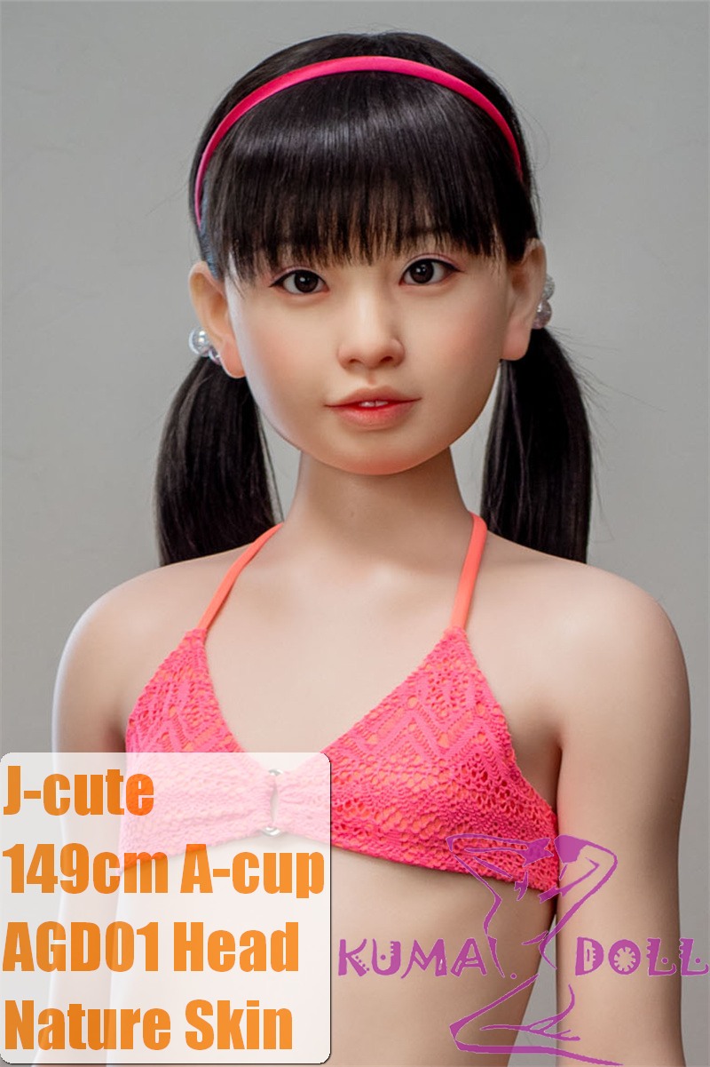 J-cute Doll Full Silicone Love Doll 149cm/4ft9 A-cup with Silicone Head AGD01 with new body makeup  in Magenta Lingerie