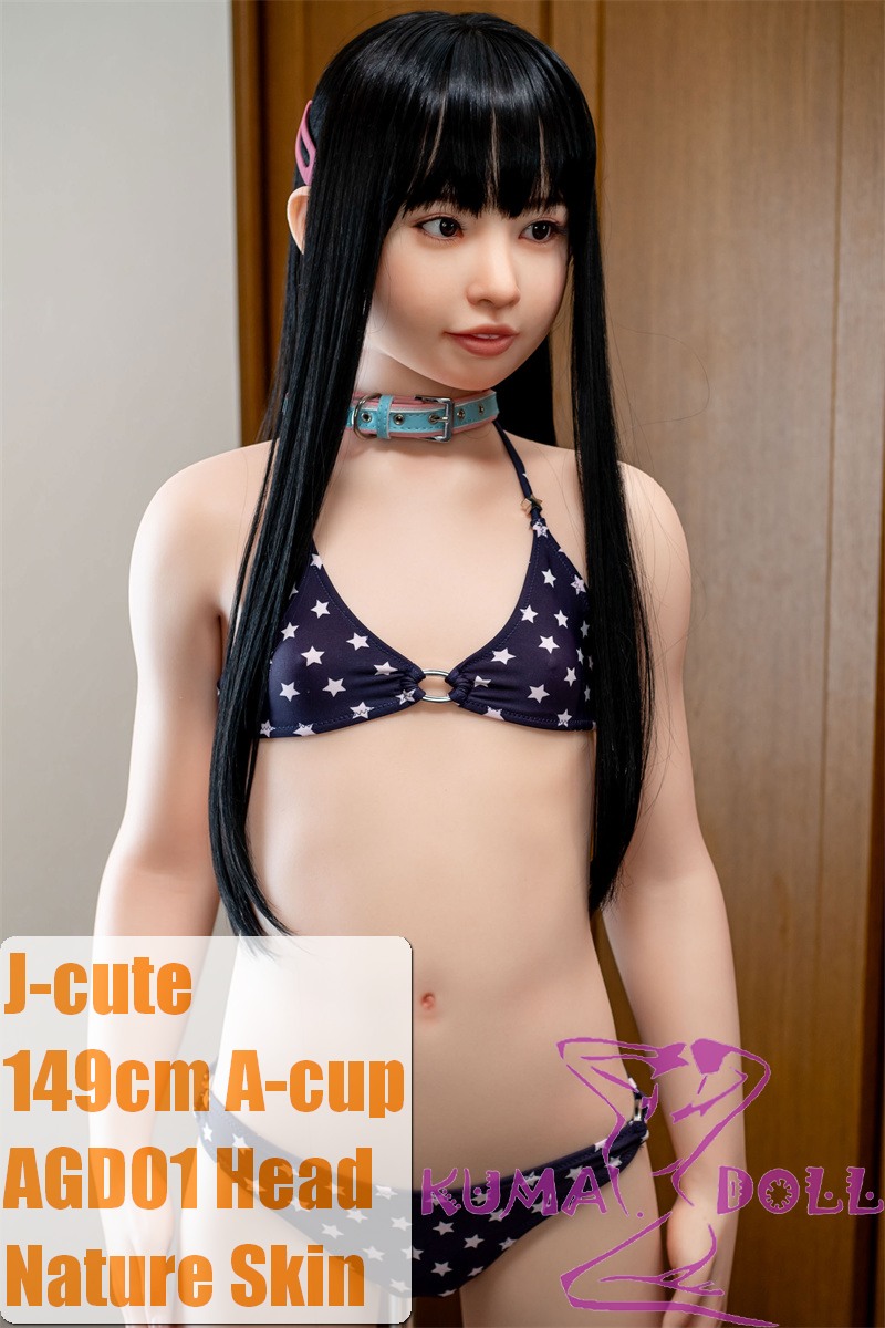 J-cute Doll Full Silicone Love Doll 149cm/4ft9 A-cup with Silicone Head AGD01 with new body makeup in Black Polka Dot Lingerie