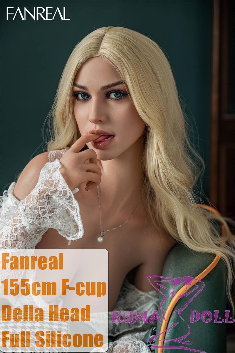 FANREAL 155 cm/5ft1 F-Cup Della Head Full Size Lifelike Silicone Sex Doll in White Lace Lingerie