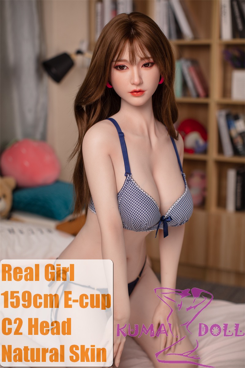 Real Girl Doll 159cm/5ft2 E-Cup Sex Doll Silicone C2 head+TPE body(material selectable)   in Blue and White Striped Lingerie