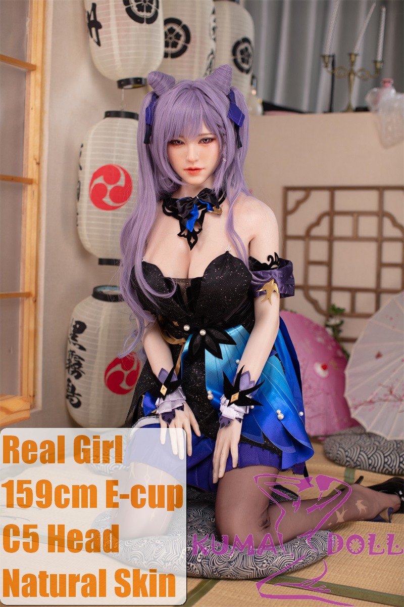 Copy Real Girl Doll 159cm/5ft2 E-Cup Sex Doll Silicone C5 head+TPE body(material selectable)  with Purple Hair