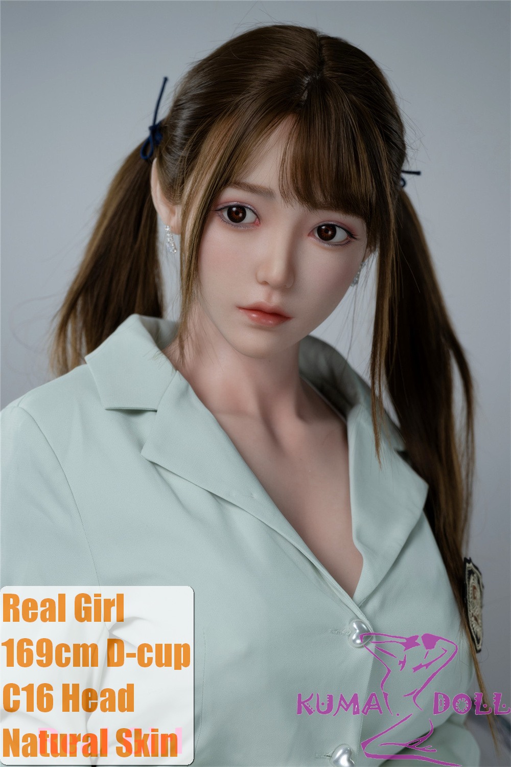 Real Girl Doll 168cm/5ft5 D-Cup Sex Doll Silicone head C16+TPE body(material selectable) in Light Green Dress