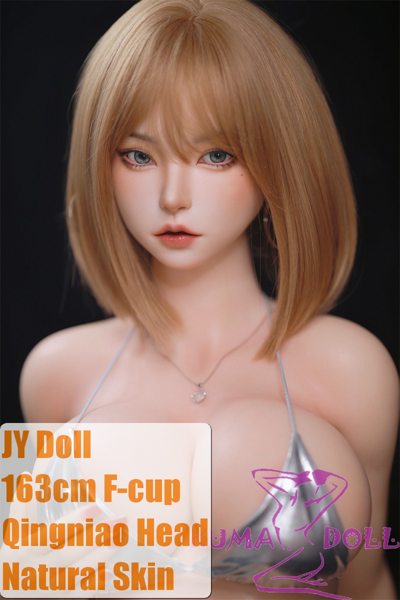 JY Doll Silicone Material Love Doll 163cm/5ft4 F-Cup Qingniao head with body makeup in Silver Metallic Lingerie