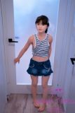 J-cute doll 133cm AA-cup AGD07 head sex doll full silicone material in Striped Tank Top and Denim Shorts