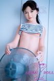 J-cute doll 133cm AA-cup AGD07 head sex doll full silicone material in Striped Tank Top and Denim Shorts