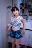 J-cute doll 133cm AA-cup AGD07 head sex doll full silicone material in Striped Tank Top and Denim Shorts