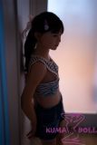 J-cute doll 133cm AA-cup AGD07 head sex doll full silicone material in Striped Tank Top and Denim Shorts