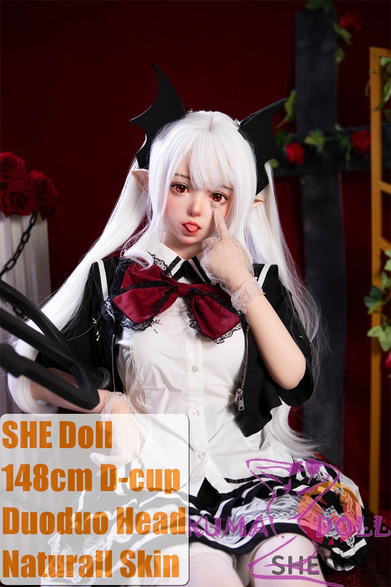 SHEDOLL Lolita type #20朵朵（Duoduo） head 148cm/4ft9 D-cup love doll body material customizable with White Twin Tails