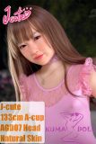 J-cute Doll TPE Material Love Doll  133cm AA-cup with Silicone Head AGD07 with new body makeup in Pink Ballet Leotard