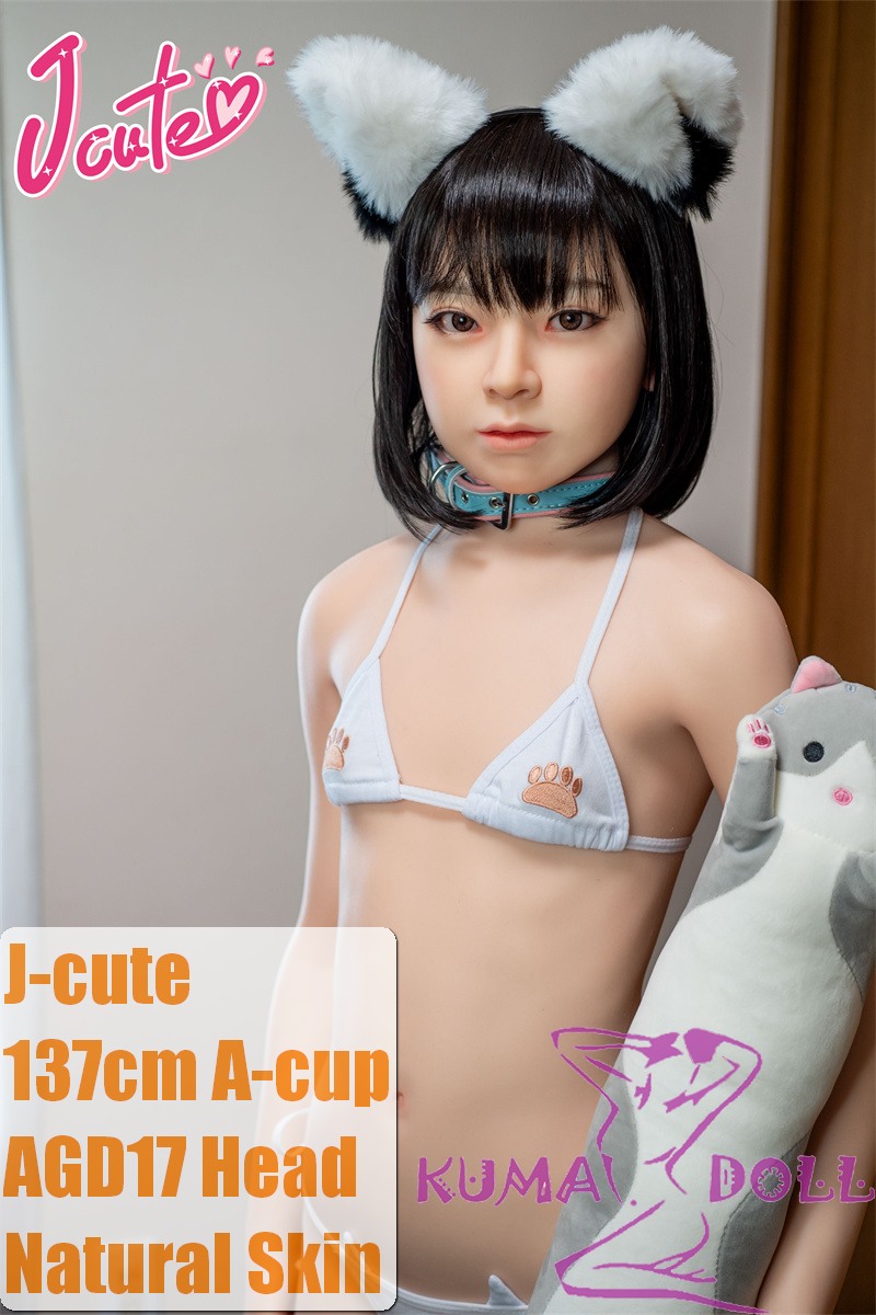 J-cute doll 137cm A-cup AGD17 head sex doll full silicone material in Cat Paw Lingerie with Cat Ears