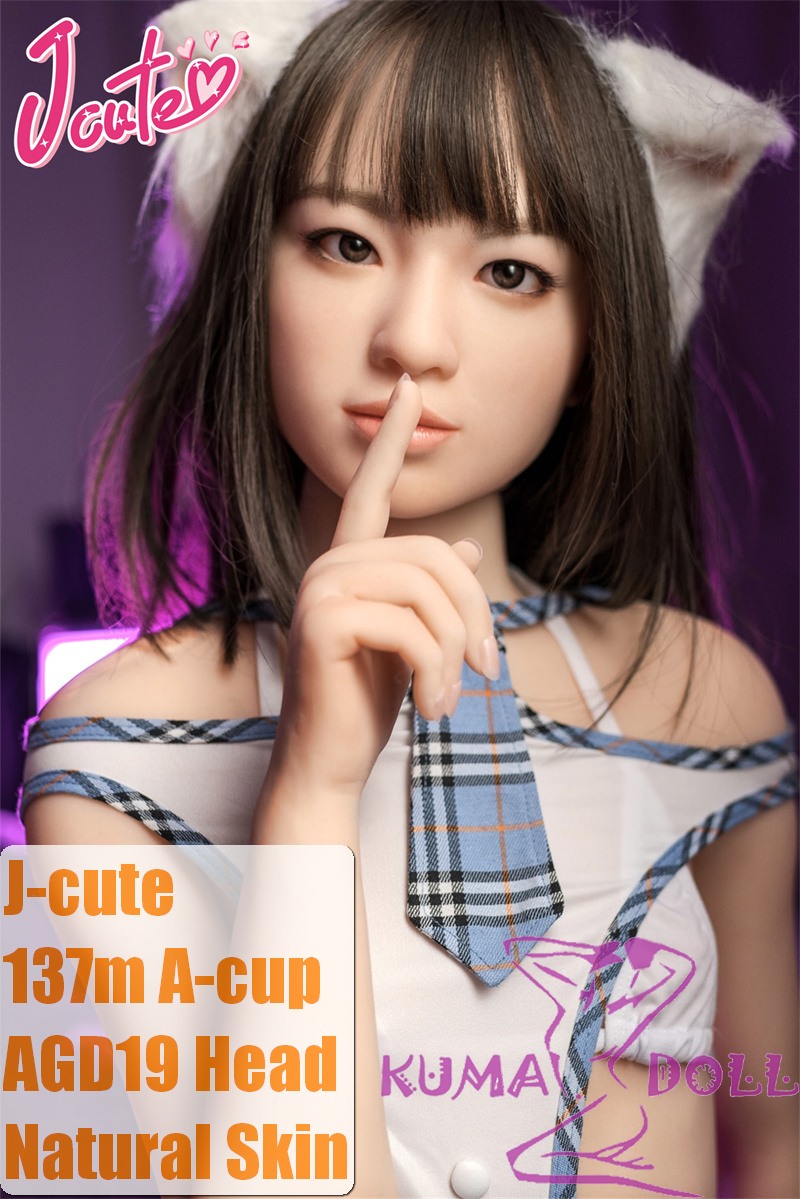 J-cute Doll TPE Material Love Doll 137cm A-cup AGD17 Silicone head sex doll  with new body makeup