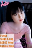 J-cute Doll Full Silicone Love Doll 149cm/4ft9 A-cup with Silicone Head AGD10 with new body makeup in Pink Yoga Outfit