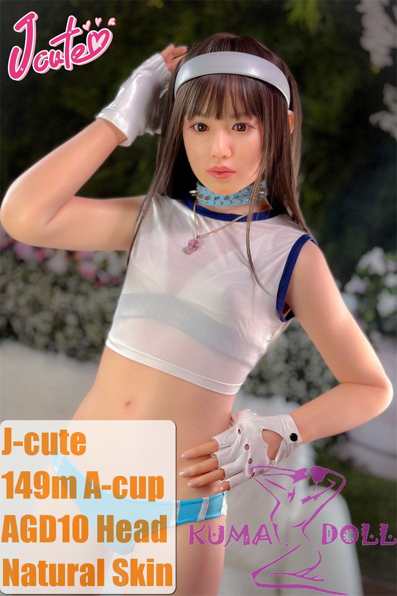 J-cute Doll Full Silicone Love Doll 149cm/4ft9 A-cup with Silicone Head AGD10 with new body makeup in White Sportswea