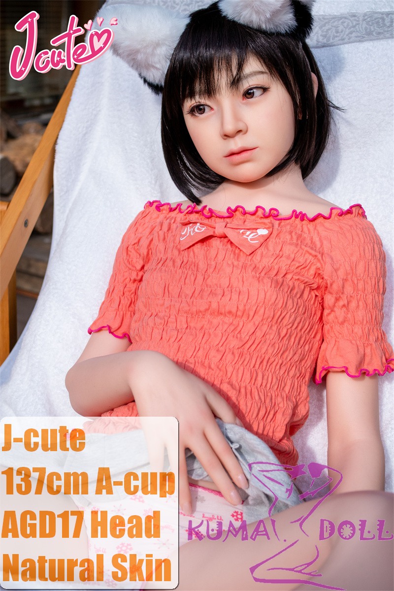 J-cute doll 137cm A-cup AGD17 head sex doll full silicone material in Orange Top