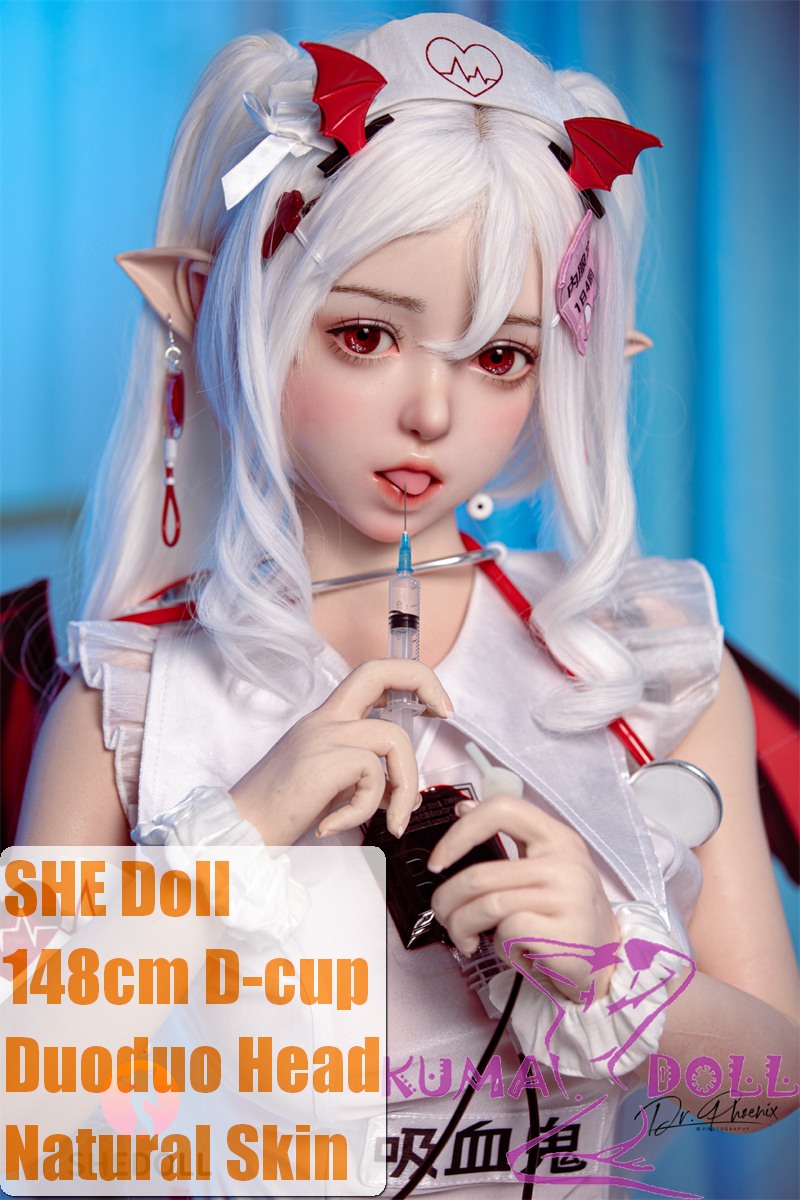 SHEDOLL Lolita type #20朵朵（Duoduo） head 148cm/4ft9 D-cup love doll body material customizable Vampire in White Nurse Outfit