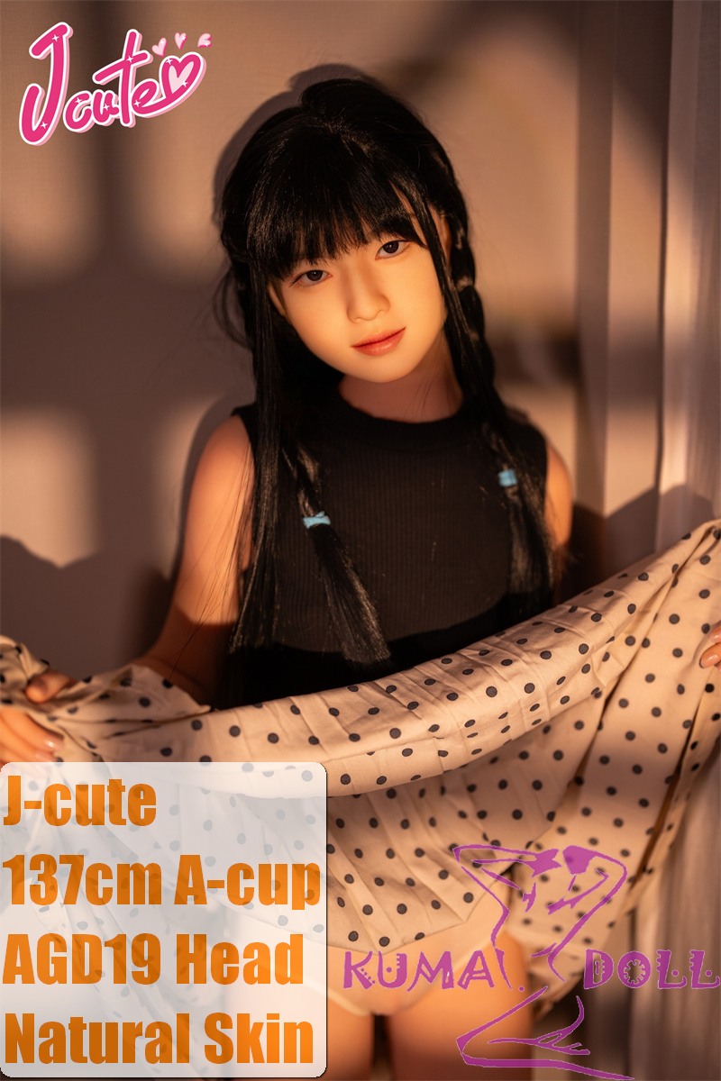 J-cute Doll Full Silicone Sex Doll 137cm A-cup AGD19 with new body makeup in  Black Top with Polka Dot Skirt