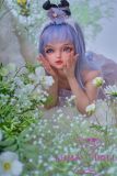 Sanhui Doll 【Adjustable Eyes】105cm A-cup #3 AIO Seamless Neck Silicone Sex Doll Blue Hair