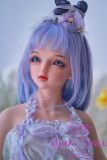 Sanhui Doll 【Adjustable Eyes】105cm A-cup #3 AIO Seamless Neck Silicone Sex Doll Blue Hair