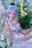 Sanhui Doll 【Adjustable Eyes】105cm A-cup #3 AIO Seamless Neck Silicone Sex Doll Blue Hair