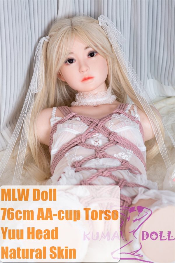 MLW Doll Sex Doll 76cm A-cup Yuu Head Full Silicone Torso in White Dress, and Pink Rope Bondage