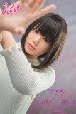 J-cute Doll Full Silicone Love Doll 149cm/4ft9 A-cup with Silicone Head AGD10 in White Sweater & Red Plaid Skirt