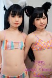J-cute Doll Full Silicone Love Doll 149cm/4ft9 A-cup with Silicone Head AGD08 in Orange & Purple Bikini