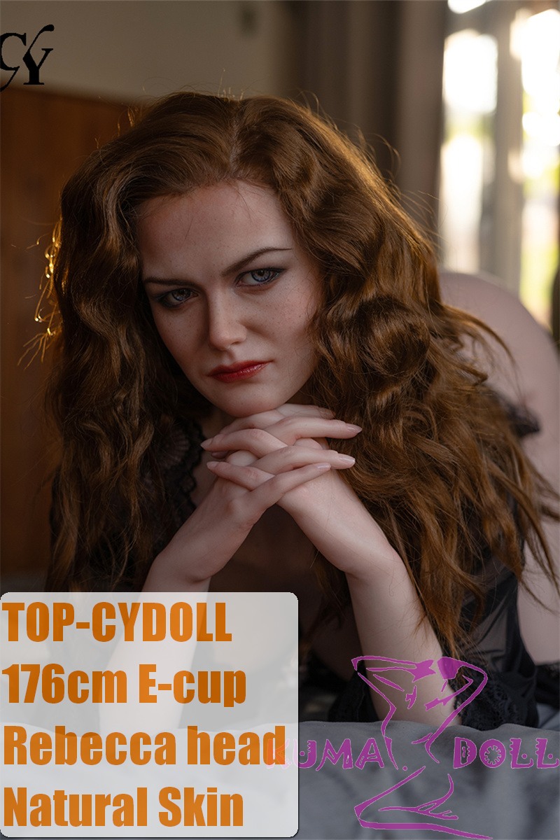 TOP-CYDOLL 176cm E-Cup Rebecca Head Full Silicone Doll Seductive in Black Lingerie
