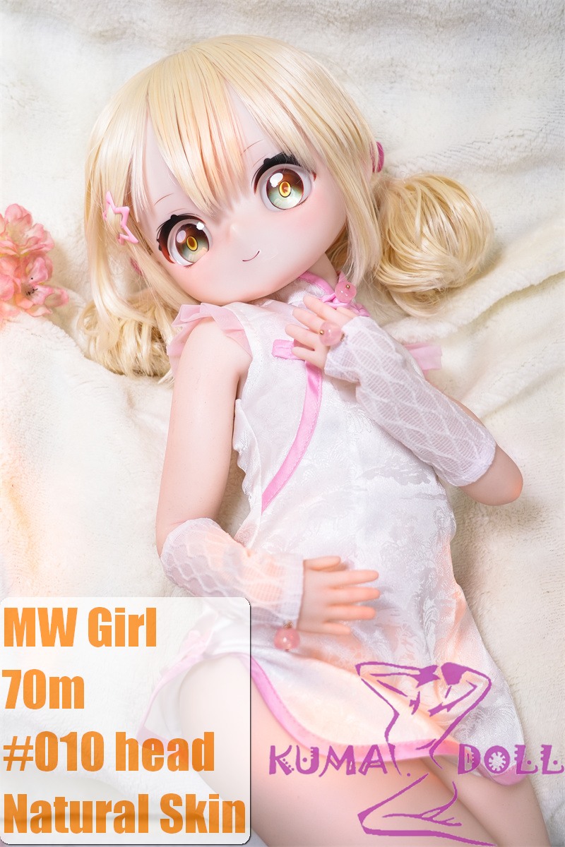 MW Girl Anime Sex Doll 70cm #010 Head – Chinese Style Mini Doll in Pink Qipao with Blonde Hair
