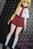 Full body view of Rio-B AA-cup doll wearing plaid skirt