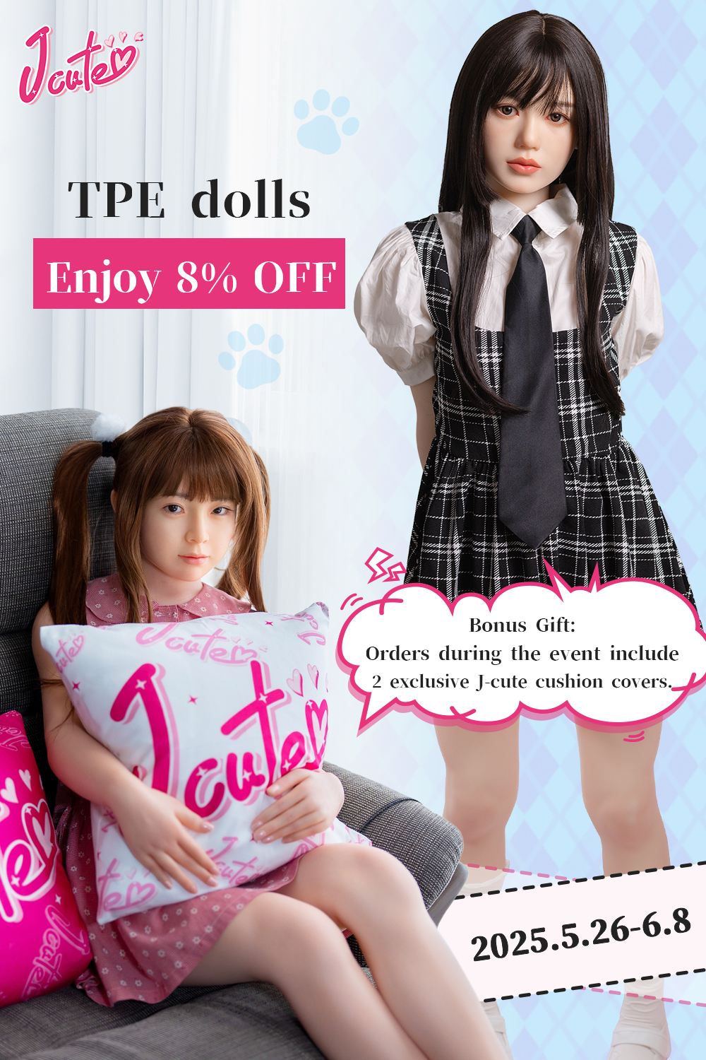 [5.26-6.8 8% off]J-cute Doll Silicone Head+ TPE Body Selection Customization Page Head and Body Freely Combinable