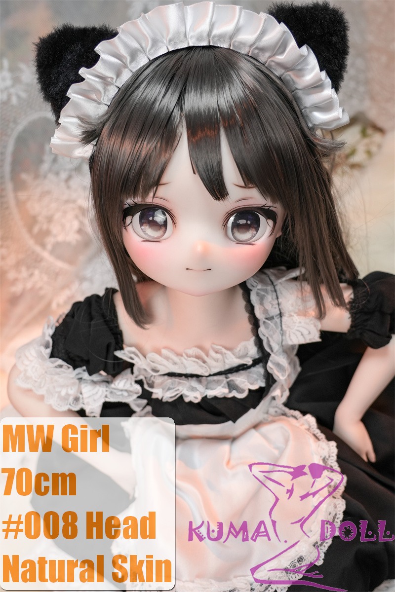 MW Girl Anime Sex Doll 70cm #008 Head – Black-Haired Mini Doll in Cute Maid Outfit