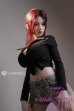 LACE DOLL 163cm H-cup 晚冰(Wanbing) Head Sex Doll Body Material Customizable with Red Hair in Black Bodysuit