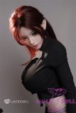 Premium LACE DOLL love doll in red wig and fitted black clothing