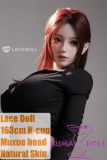 LACE DOLL 163cm H-cup sex doll Wanbing head with red hair in black bodysuit