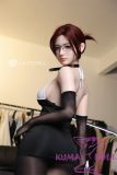 LACE DOLL  168cm D-cup 黎霜(Lishuang) Head Sex Doll Body Material Customizable with Red Hair in Black & White Dress