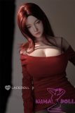 LACE DOLL 163cm H-cup 晚冰(Wanbing) Head Sex Doll Body Material Customizable with Red Hair in Red Tight Dress