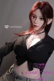 LACE DOLL 163cm H-cup 晚冰(Wanbing) Head Sex Doll Body Material Customizable with Red Hair in Black Bodysuit