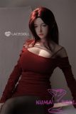 LACE DOLL 163cm H-cup 晚冰(Wanbing) Head Sex Doll Body Material Customizable with Red Hair in Red Tight Dress