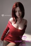 LACE DOLL 163cm H-cup 晚冰(Wanbing) Head Sex Doll Body Material Customizable with Red Hair in Red Tight Dress