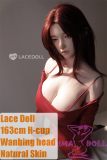LACE DOLL 163cm H-cup sex doll Wanbing head with red hair in red tight dress