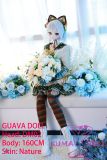 Guavadoll 160cm C-cup DM02 Head Ful PVC Doll 1:1 Life Size BJD Sex Doll White Hair Forest Girl Look with Cat Ears