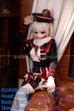 Life-size poseable BJD doll in white wig and classic fashion