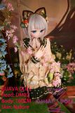 Life-size anime doll with white wig and nature-inspired fashion
