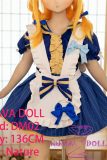 GUAVADOLL Anime Sex Doll Soft Vinyl Head+TPE Body 136cm DM02 Head Blonde Hair, Green Eyes, Red Beret